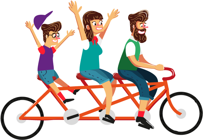 Vật Liệu Trang Trí Xe Đạp Ba Người Hoạt Hình Vẽ Tay - Poster Recorrido Turistico (1024x667)