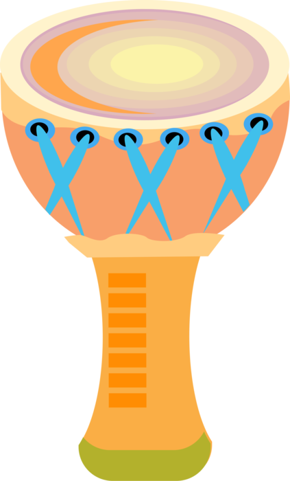 Vector Illustration Of African Djembe Skin-covered - Goblet Drum (423x700)