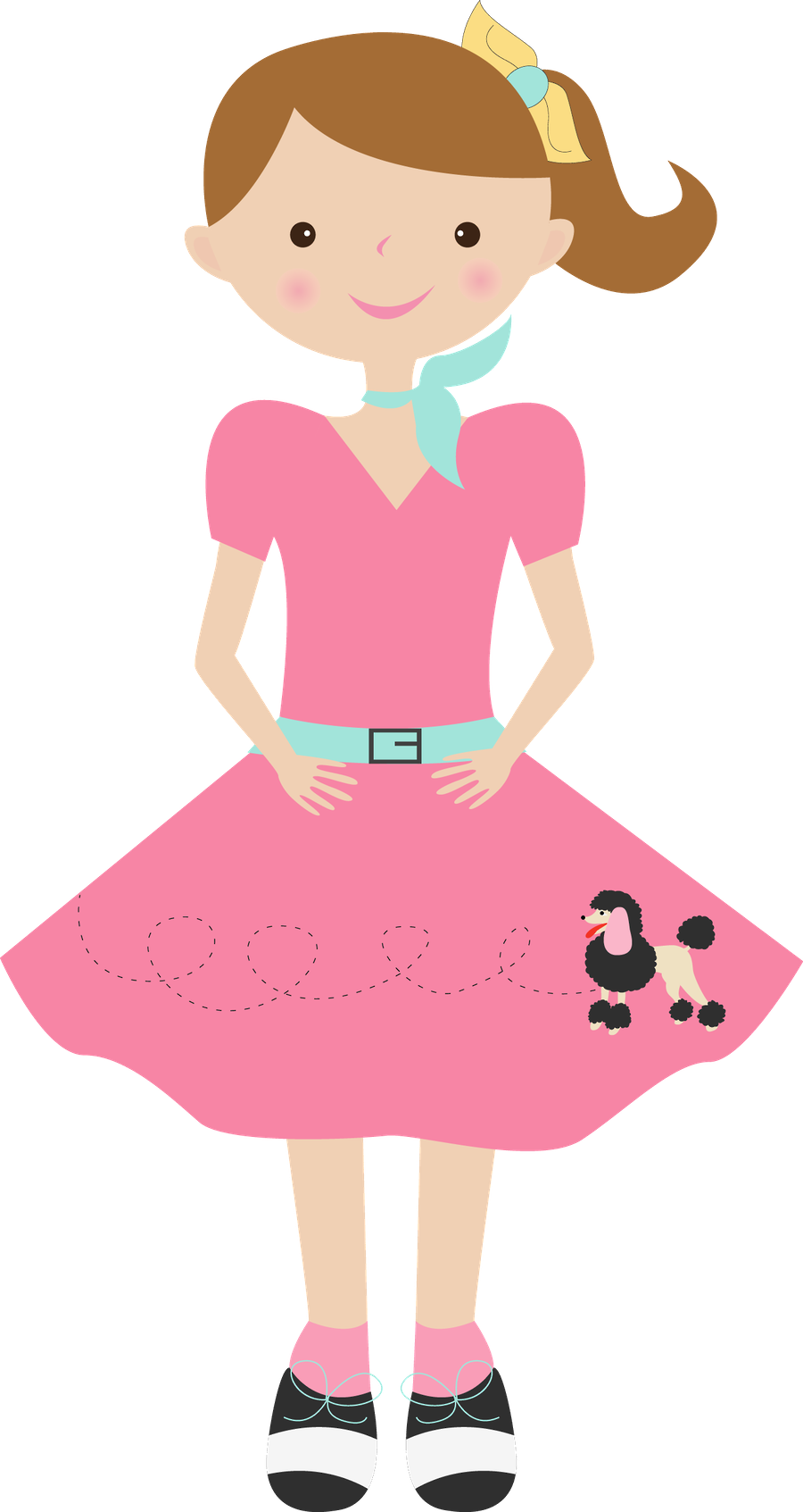 Music ‿✿⁀•○ Music Clipart, Cute Clipart - Clip Art 50s Girl (900x1693)