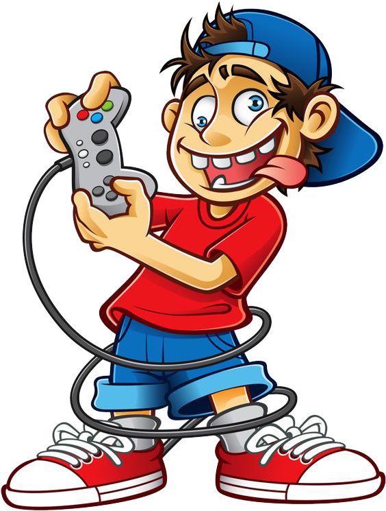 Kid Playing Video Games Png - Obsessed Clipart (564x752)