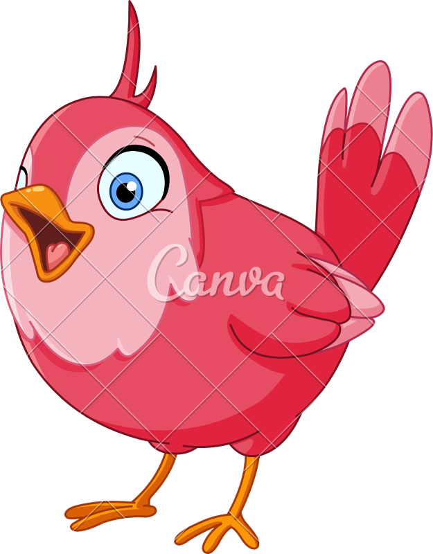 Singing Bird - Pink Bird Clip Art (625x800)