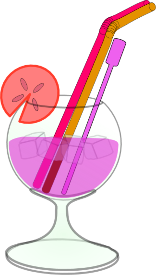 Glass Juice Straw Lemon Ice - Cocktail Clip Art (600x1060)