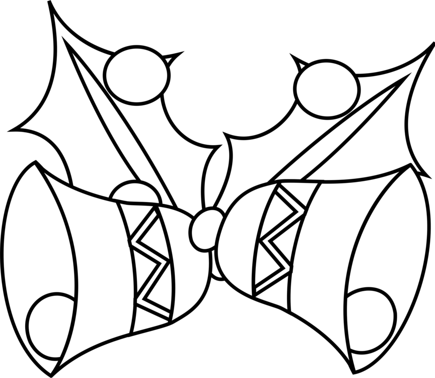 Black And White Jingle Bells Drawing - Color Merry Xmas: Adult Coloring Book (864x750)