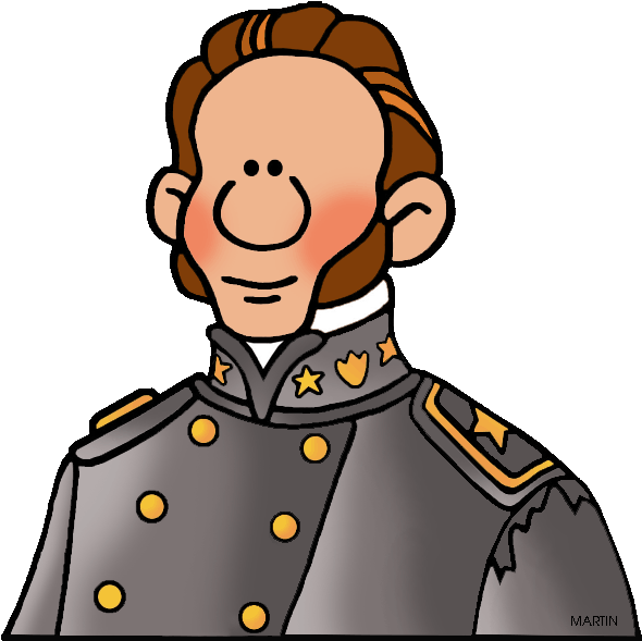 United States Clip Art By Phillip Martin, Famous People - Thomas Stonewall Jackson Cartoon (593x621)