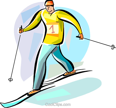 Cross Country Skiing Royalty Free Vector Clip Art Illustration - Nordic Skiing (480x447)