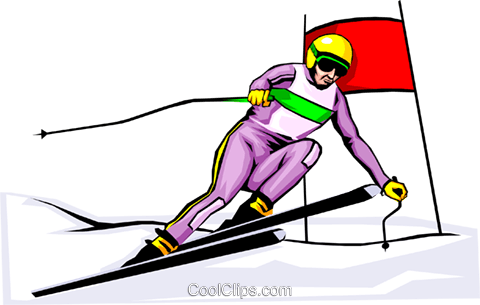 Skier Royalty Free Vector Clip Art Illustration - Alpine Skiing Clipart (480x305)