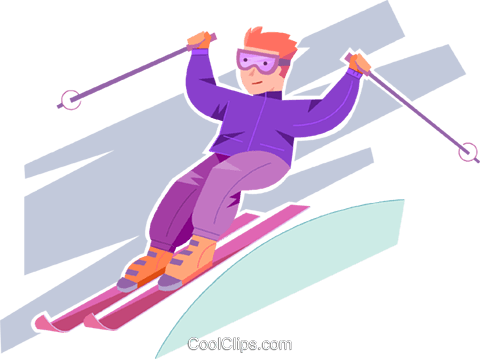 Downhill Skier Royalty Free Vector Clip Art Illustration - Skiing (480x359)
