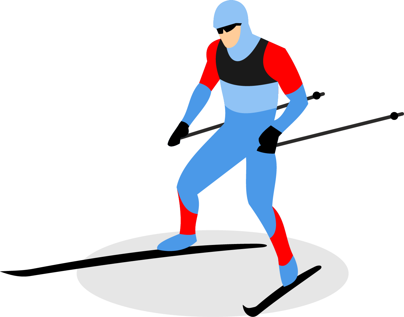 Ski Clipart Poles - Cross Country Skier Cartoon (1288x1012)