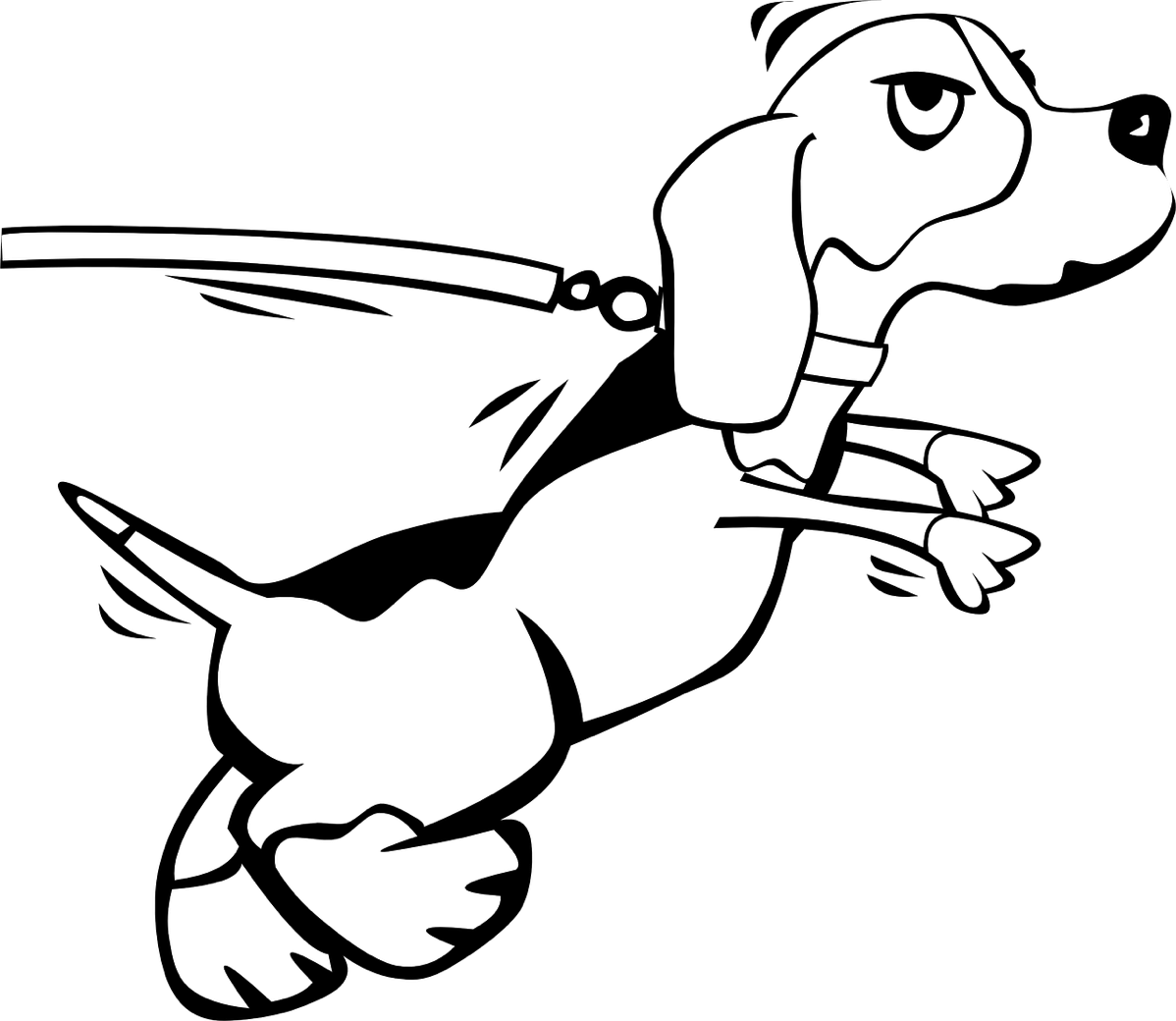 Puppy Dachshund Leash Coloring Book Dog Training - Dog On Leash Drawing (1198x1040)