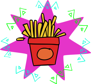 French Fries Potato Chip Line Art - Clip Art (371x340)