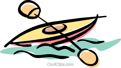 Kayak Royalty Free Vector Clip Art Illustration - Cartoon Canoeing Drawing (480x271)