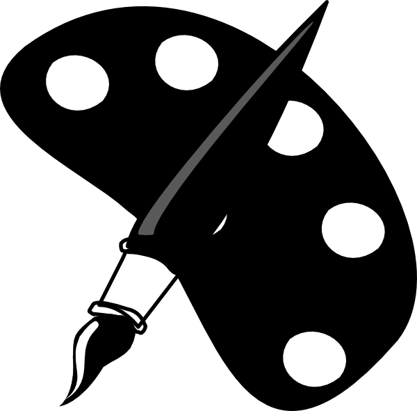 Paint Palette Black Clip Art - Paint Palette Vector Png (600x591)