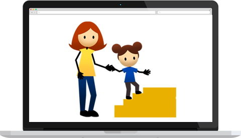Gross-motor Skills - Child Clip Man Climbing Stairs Png (480x276)