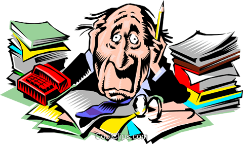 Cartoon Frazzled Executive Royalty Free Vector Clip - Clipart Messy Desk (480x284)