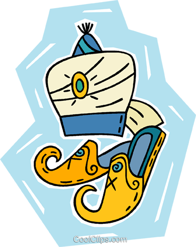 Turkish Slippers With Hat Royalty Free Vector Clip - Turkish Slippers With Hat Royalty Free Vector Clip (381x480)