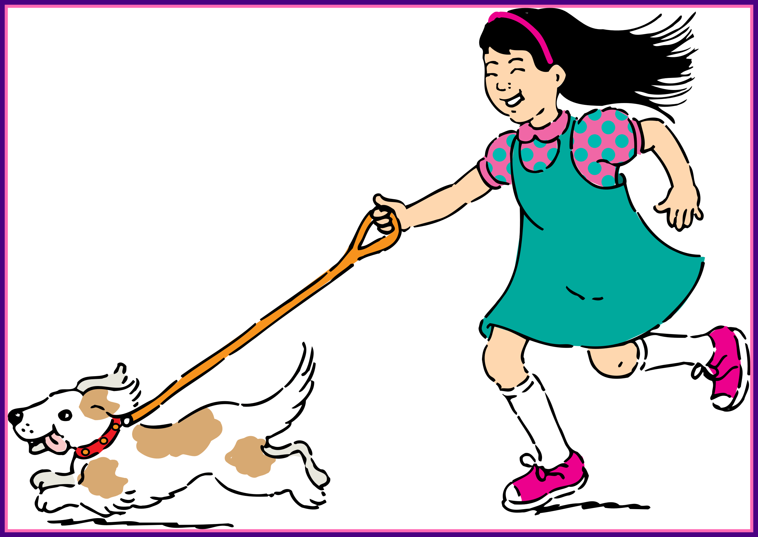 Fascinating Walking Dog For Cartoon Girl Style - Walking My Dog Cartoon (2450x1736)