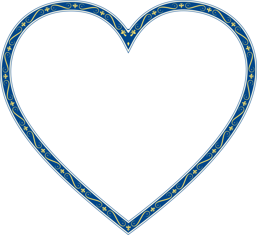 Computer Icons Borders And Frames Blue Drawing - Clip Art Heart Frame (818x750)
