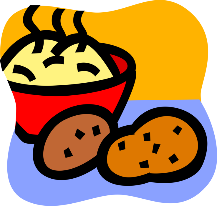 Vector Illustration Of Starchy Edible Tuber Potato - Mashed Potatoes Clip Art (737x700)