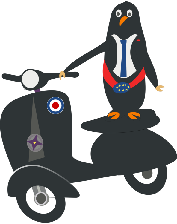 Scooter Vespa Gts Piaggio Vespa Lx - Penguin On A Vespa (591x750)