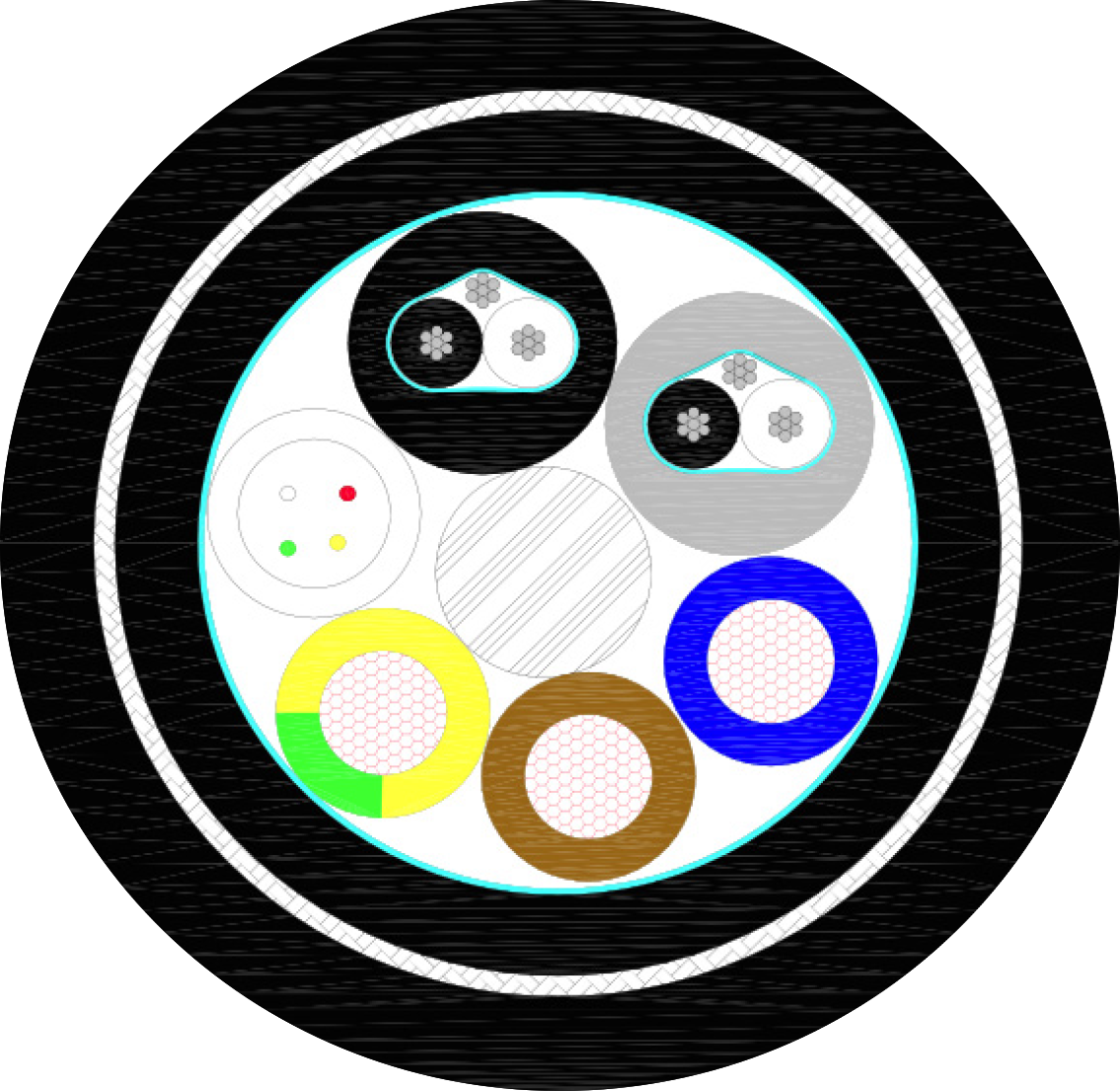 Cctv Composite Cable Fire Retardant 4xfo, 2 Pairs Awg24, - Circle (1135x1105)