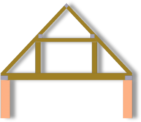 Roof Clipart Roof Truss - Queen Post Truss Roof (523x448)