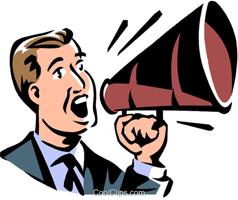 Homme Qui Parle Dans Un Mégaphone Vecteurs De Stock - Человек Говорит Png (480x403)