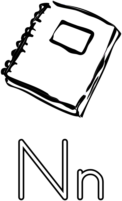 N Is For Notebook Clip Art - Notebook Coloring Page (487x800)