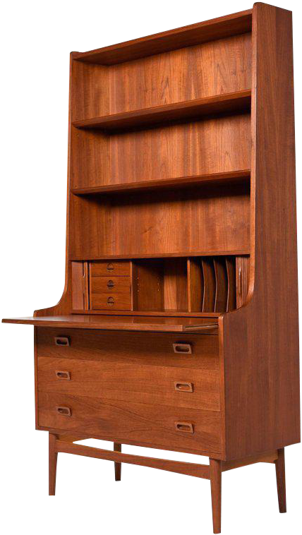 Vector Free Borge Mogensen Style Danish Teak Bookcase - Mid Century Bookcase Desk (768x768)