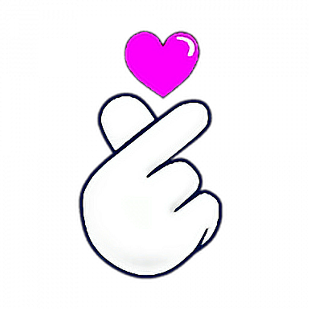 Hands Heart Love Ftestickers Stickers Autocollants - Finger Heart Emoji Png (1024x1024)