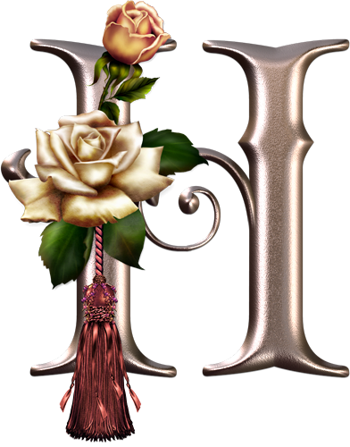 Alphabet Pink With Roses - H Alphabet In Rose (392x500)