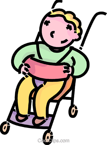 Baby In The Stroller Royalty Free Vector Clip Art Illustration - Baby In The Stroller Royalty Free Vector Clip Art Illustration (353x480)