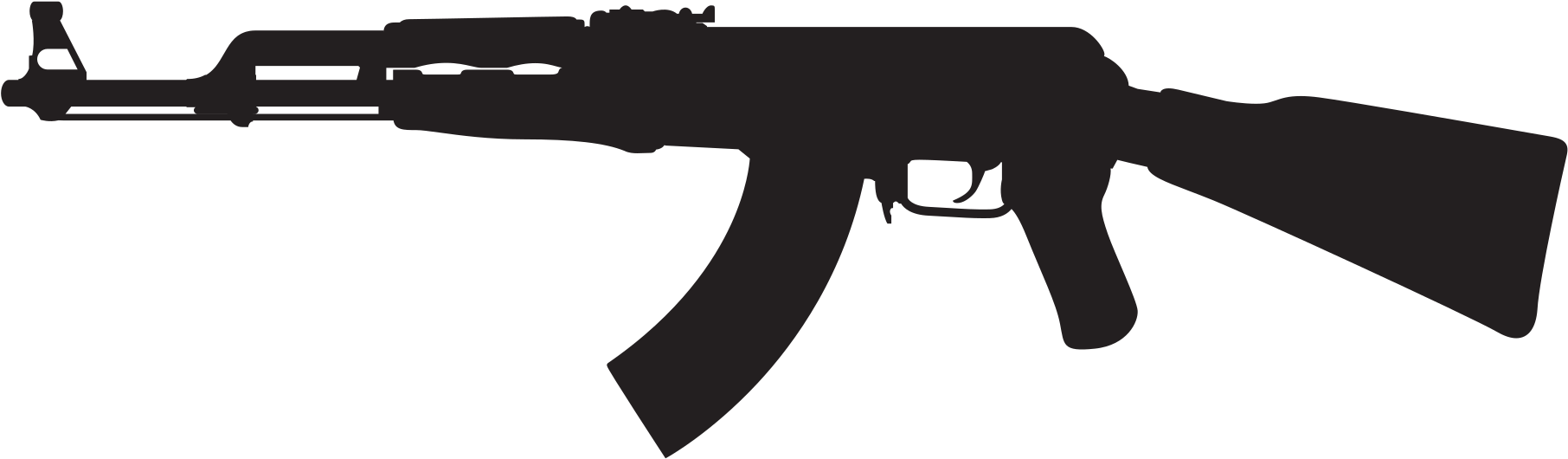 Hunter Vector Rifle Silhouette Clipart Download - Ak 47 Black Png (2000x857)
