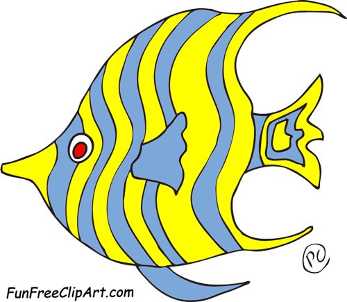 Angelfish Clipart Colored Fish - Angel Fish Clip Art (500x435)