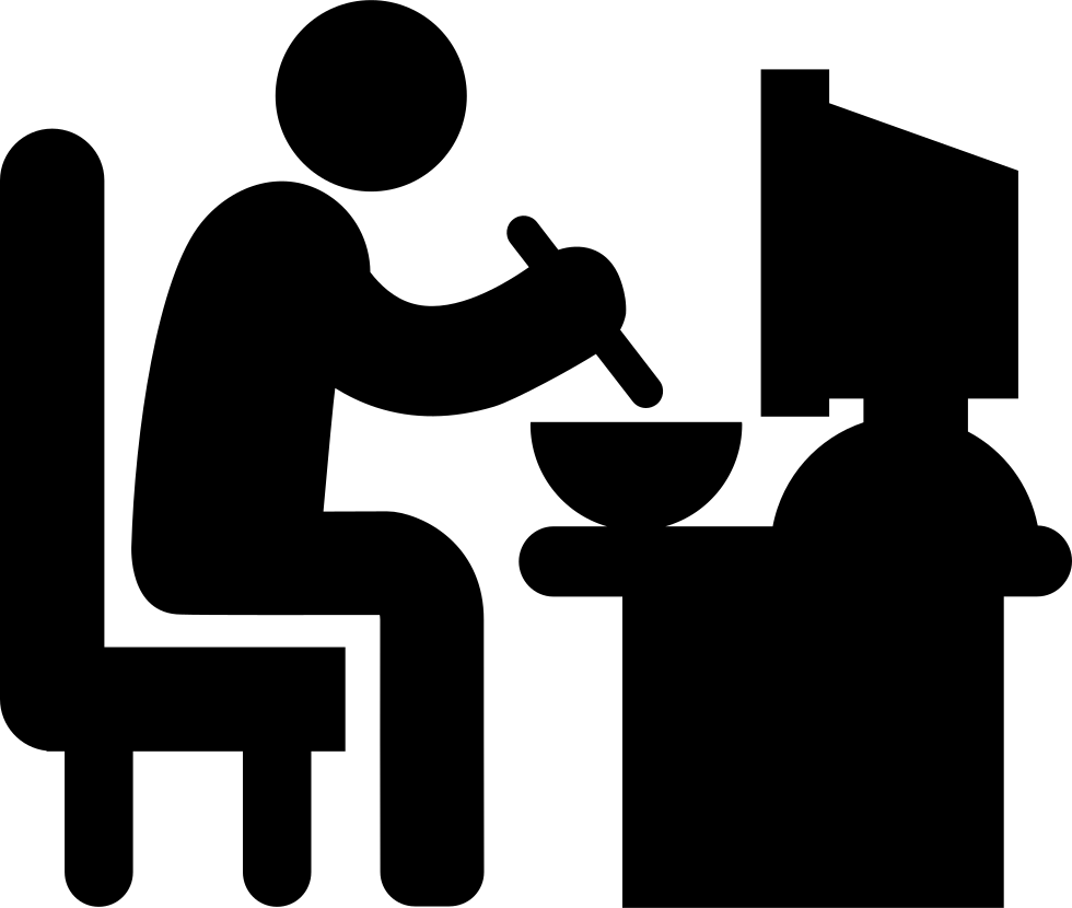 Man Sitting In His Job Desk Eating Lunch Comments - Man On Computer Logo (980x830)