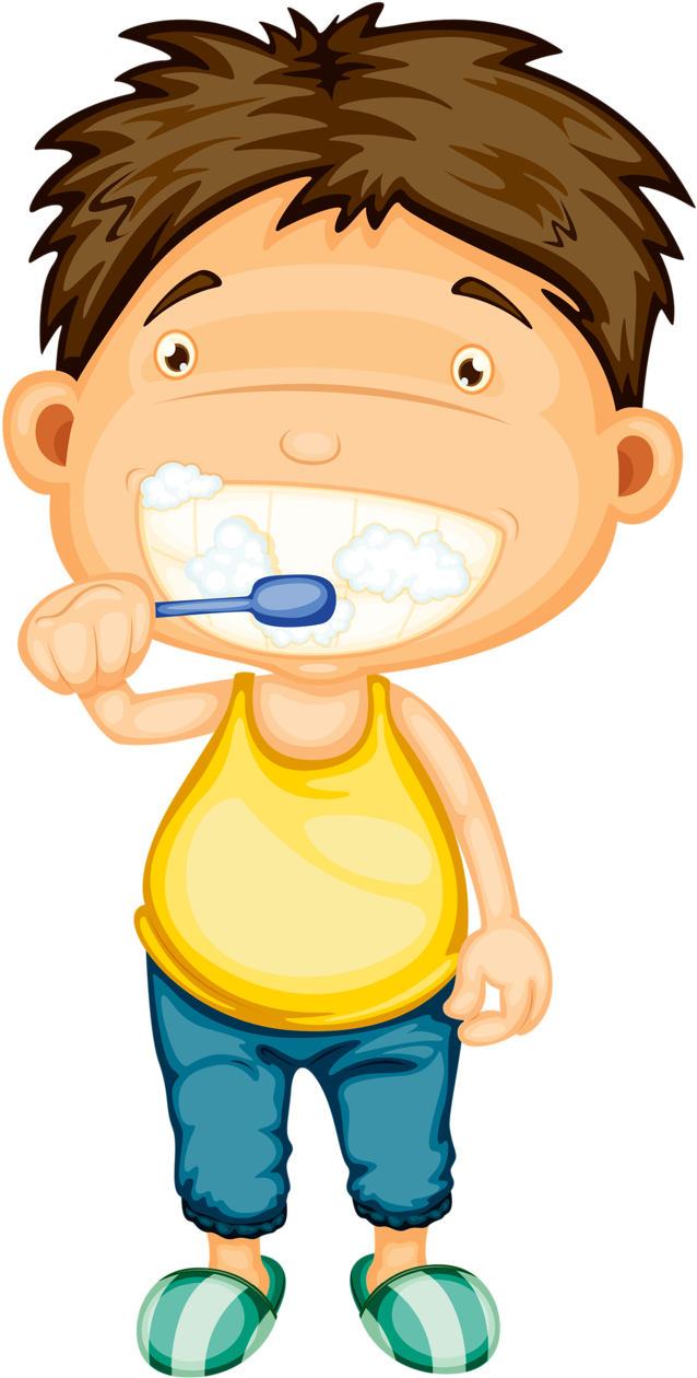 He brush his teeth
