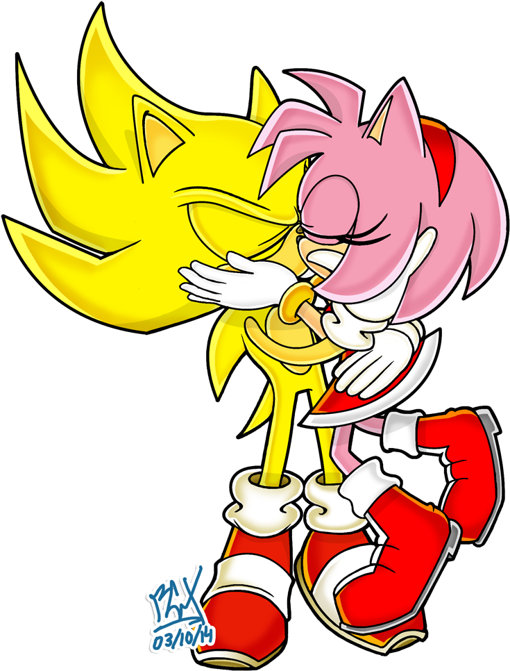 Super Sonamy - Super Sonic And Amy Kiss (772x1006)