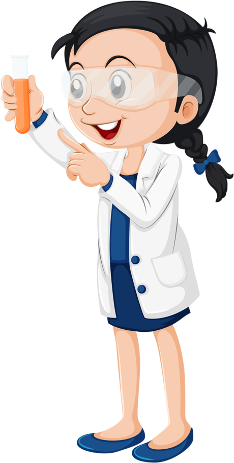 Jobs And Occupation Flashcards For Kids - Chemist Woman Cartoon (560x1024)