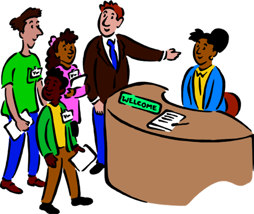 Desk Clipart School Counselor - Qualities Of A Receptionist (500x421)