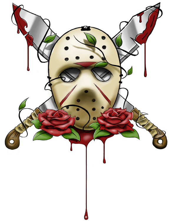 Horror Clipart Casper - Jason Mask Tattoo Designs (600x927)