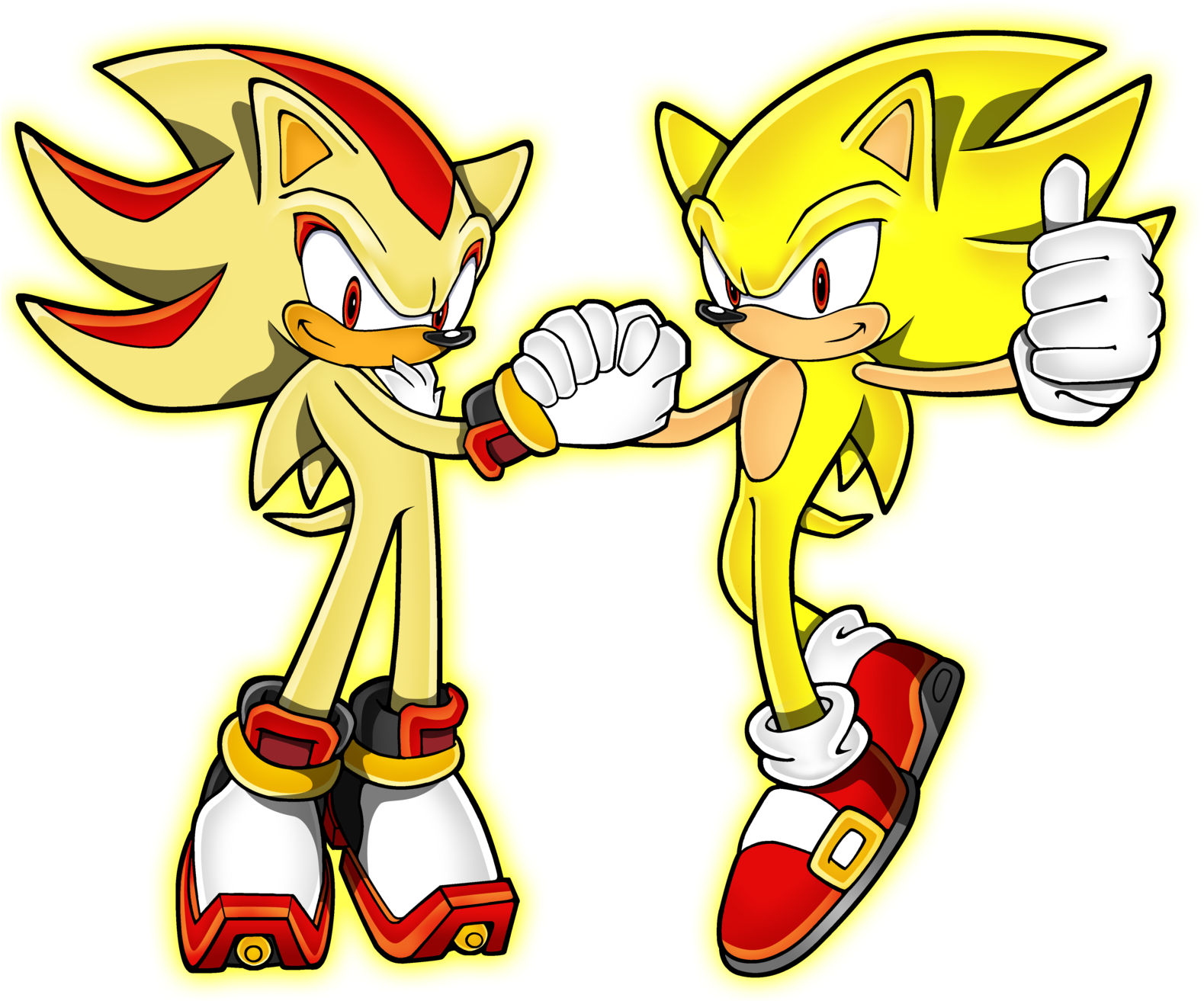Super Sonic And Super Shadow By Daggerslashs - Imágenes De Súper Sonic Y Súper Shadow (1600x1327)