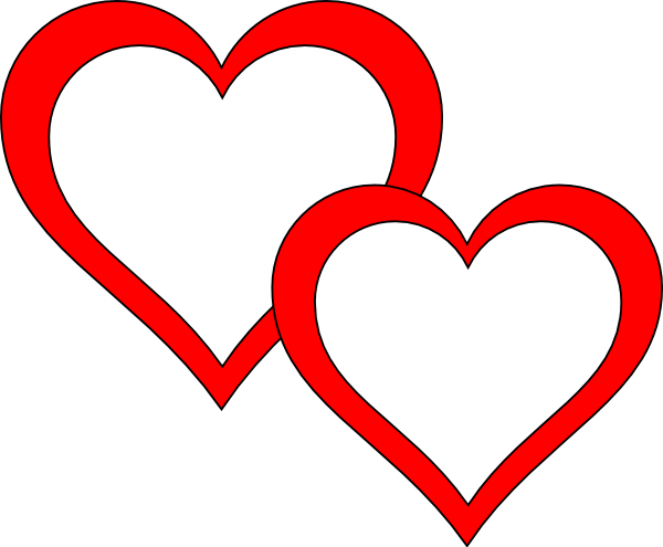 Two Hearts Overlap Clip Art At Clker - 2 Hearts Clipart (600x495)