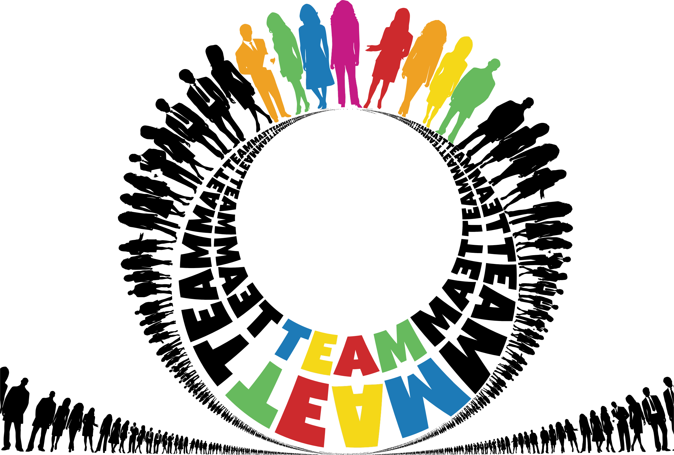 Clipart Team Typography - Group Silhouette Clip Art (2290x1548)