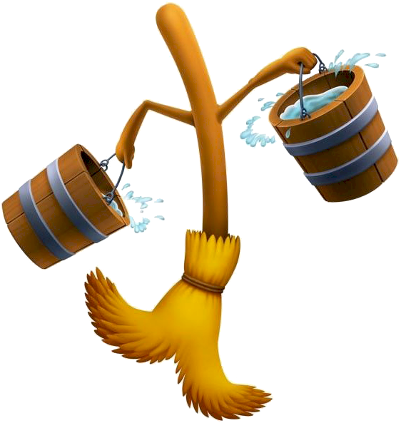 Cinderella Mop And Bucket Clipart - Beauty And The Beast Broomstick (586x609)