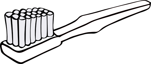 Brush Clipart Black And White - Toothbrush Black And White (600x256)