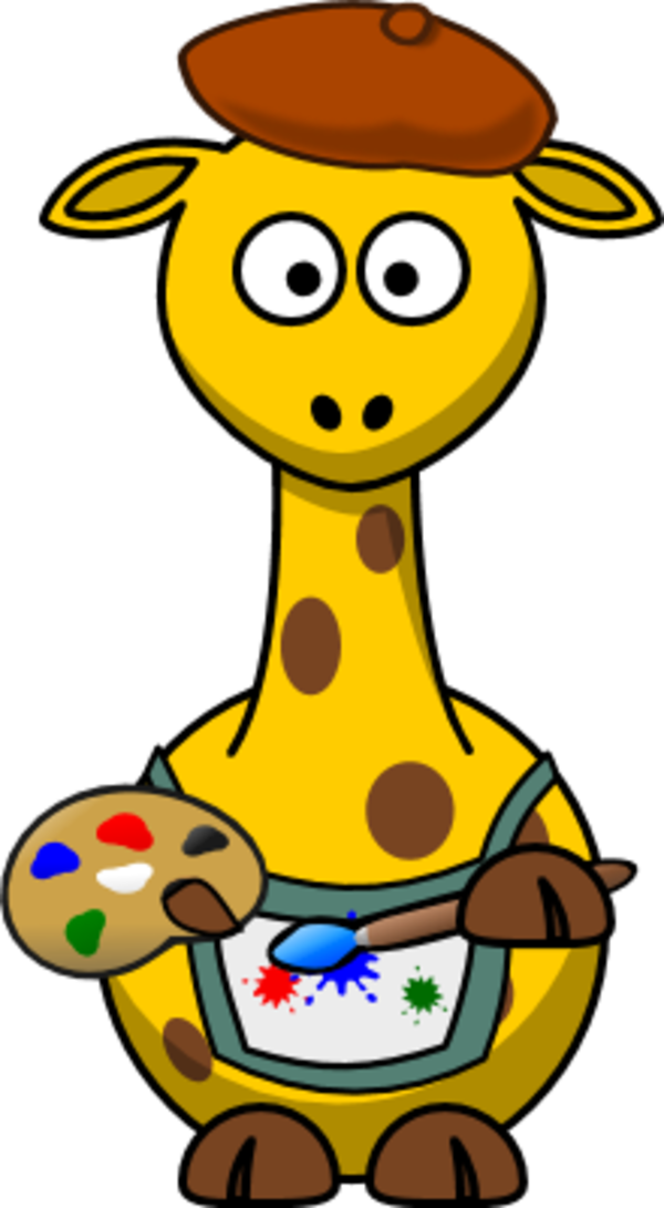 Giraffe As A Painter Artist - Painter Giraffe Cartoon Shower Curtain (600x1091)