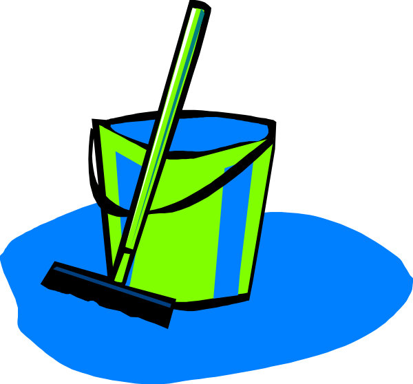 Mop And Bucket Blue Clip Art - Tools For Cleaning Clip Art (600x558)