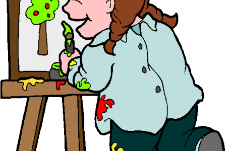 Painting Clipart She - Children Painting Clip Art Png (450x300)