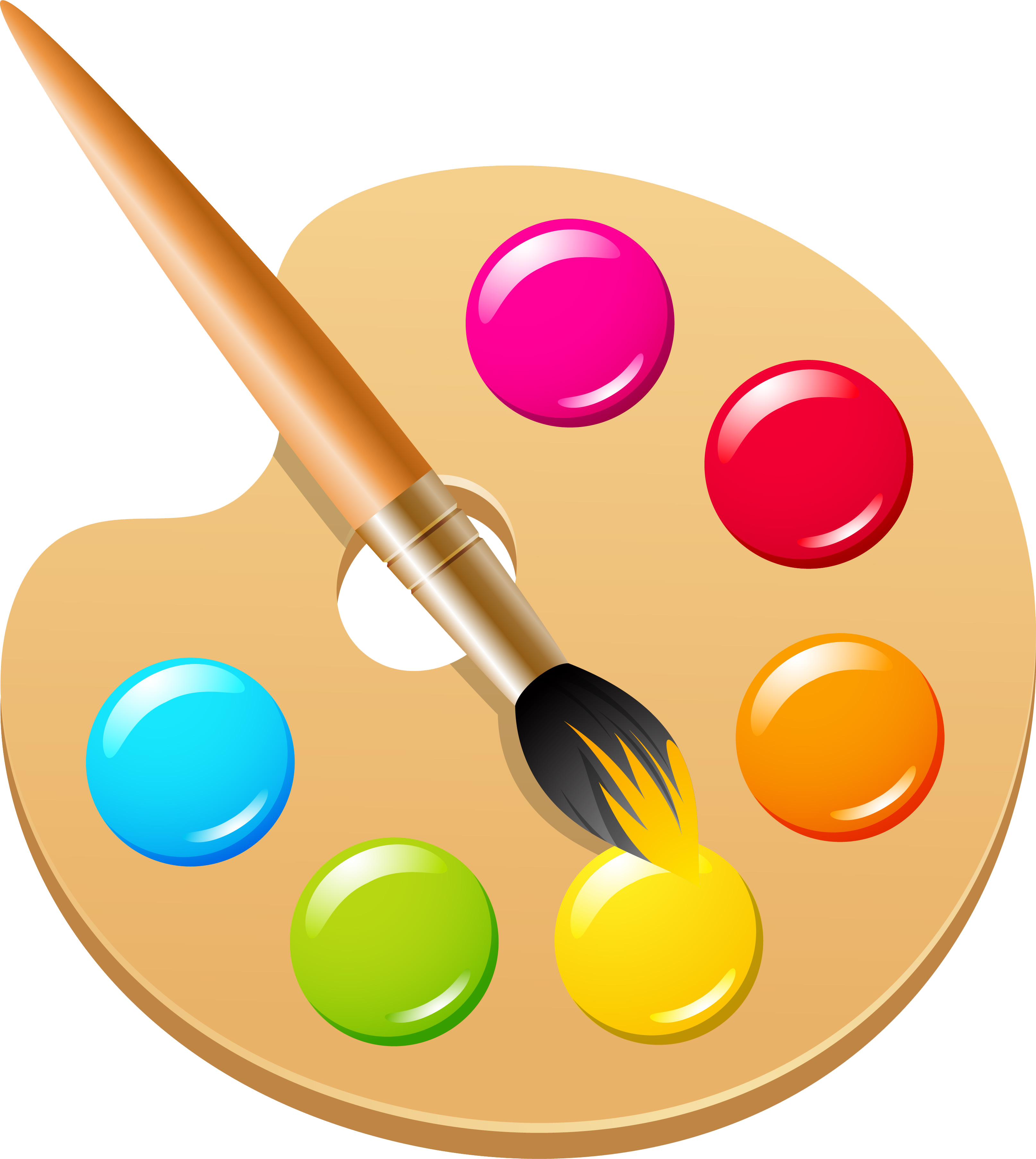 Pigment Color Ink Brush Clip Art - Painting Plate Png.