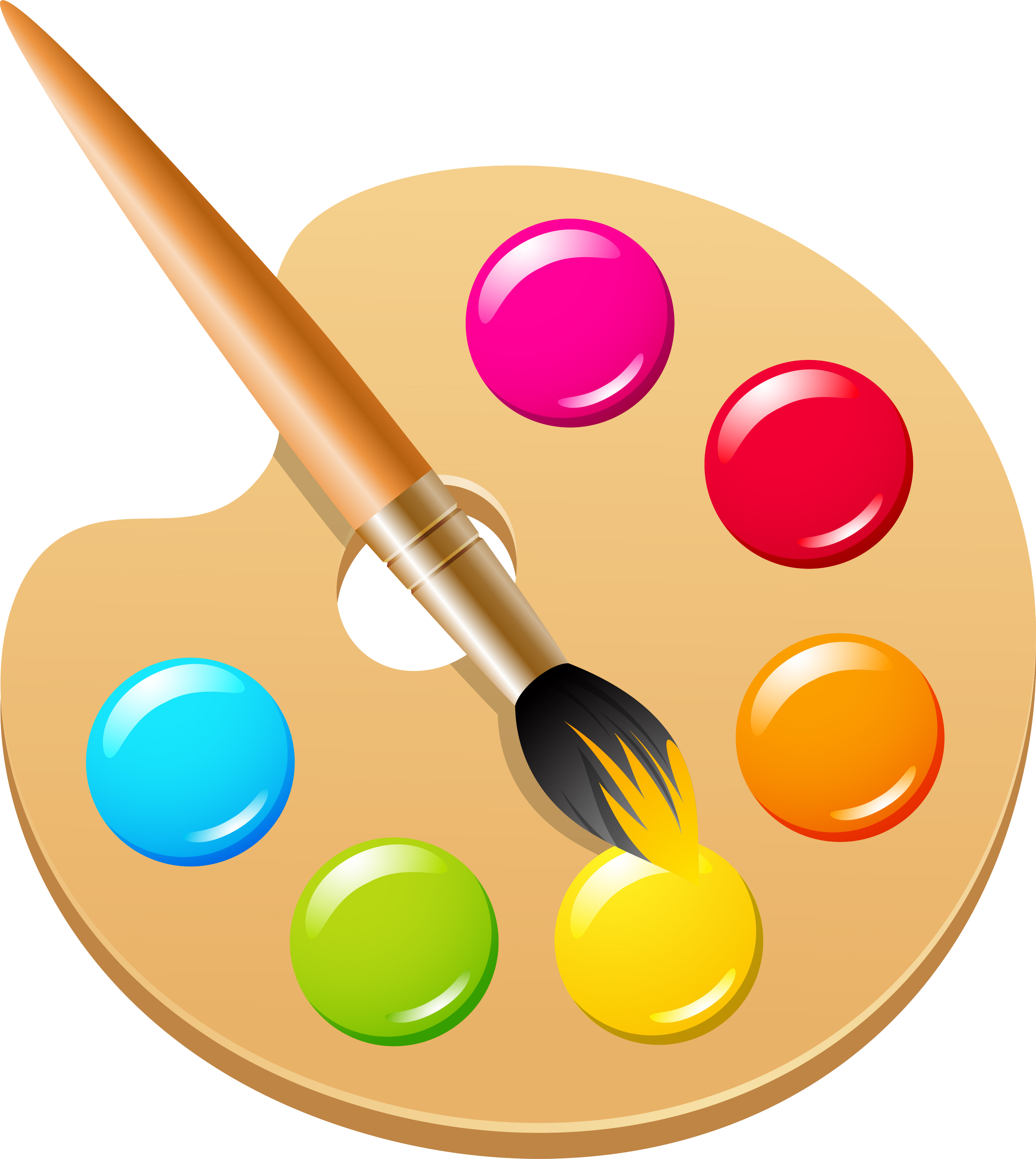 Pigment Color Ink Brush Clip Art - Painting Plate Png (3228x3610)