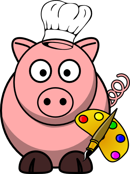 Pig With Palette Clip Art At Clker - Clipart Of Cartoon Animals (444x593)
